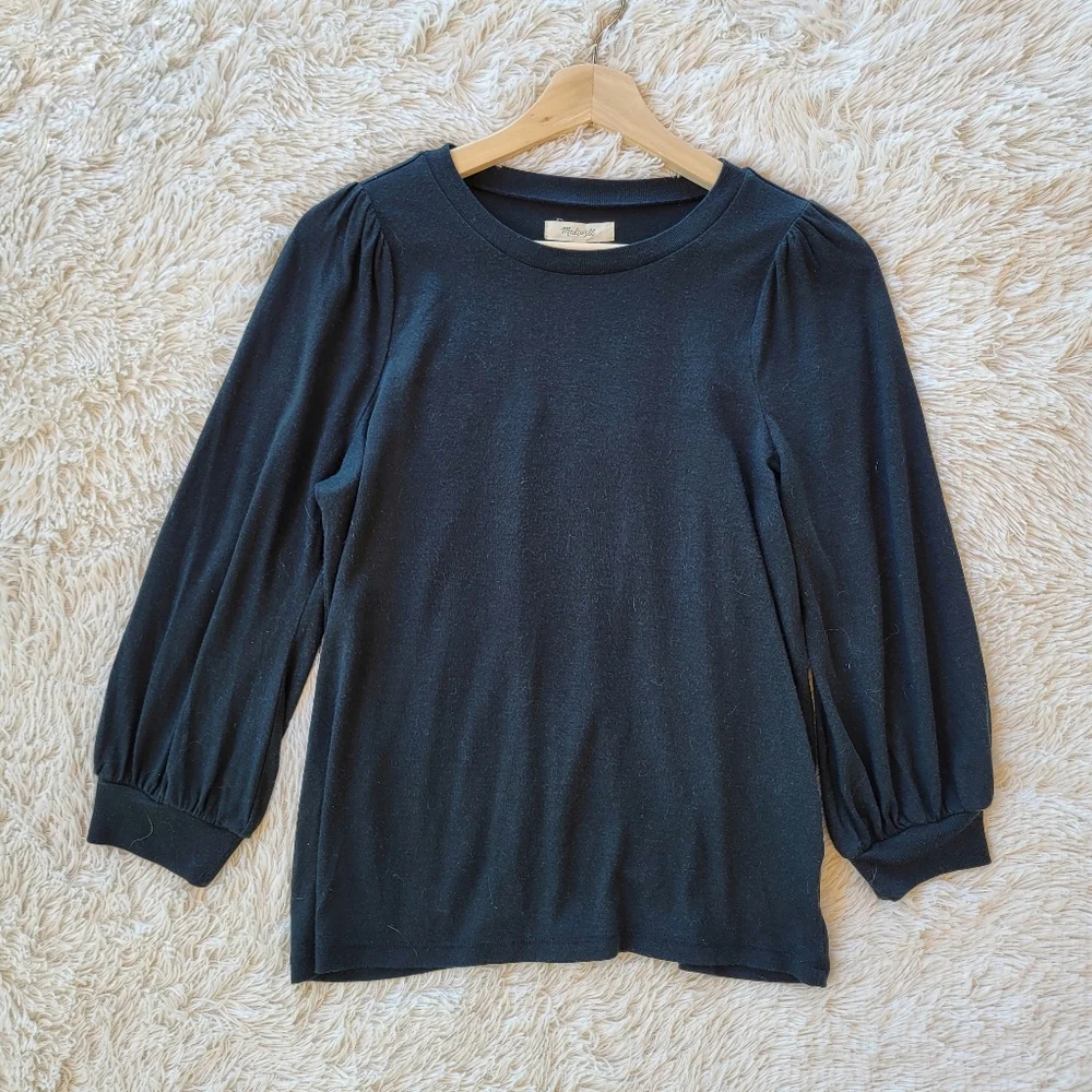 Madewell Black Puff Sleeve Avrina Top
